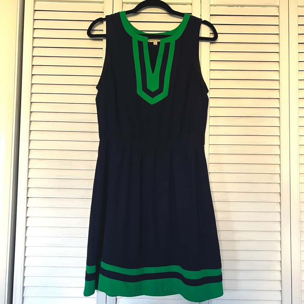 Navy and Green Dress